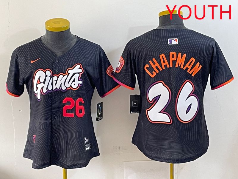 Youth San Francisco Giants #26 Chapman Black Joint Name Nike 2025 MLB Jersey style 4->youth mlb jersey->Youth Jersey